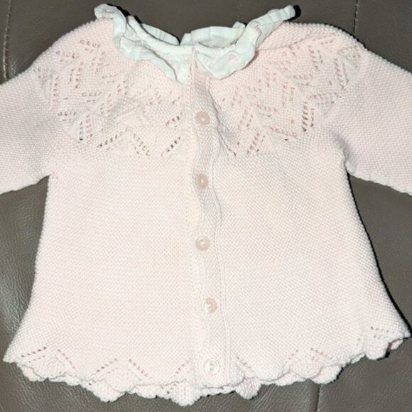 Pili Carrera Pastel Knit Cotton Ruffled Collar Long Sleeve Sweater Top Girls 3M - Picture 5 of 6